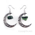 Tendance lune alliage d’argent coloré Gem Drop boucles d’oreilles bijoux